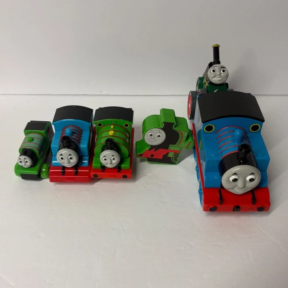 Thomas & Friends Toy Train Lot Tomy Mattel Percy Trevor Blue Green Plastic